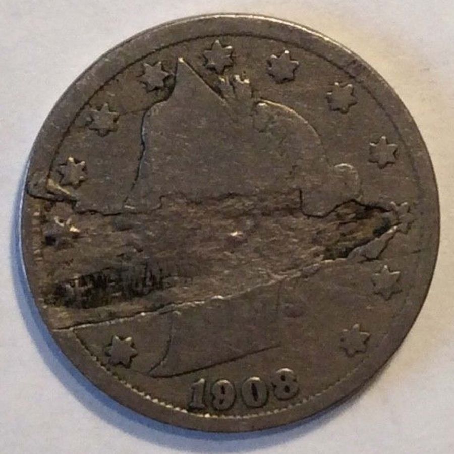 1908-Liberty-Nickel-With-A-Huge-Obverse-Lamination